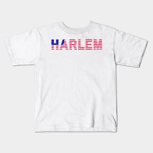 Harlem Texted Based | American Flag Design Kids T-Shirt